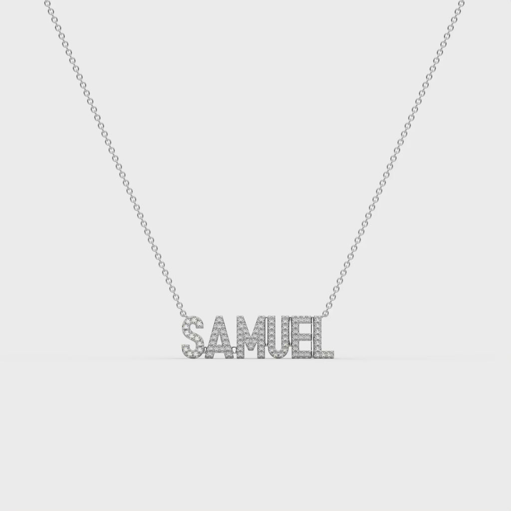 SAMUEL Rhodium Plated Silver Signature name necklace AW24N002R