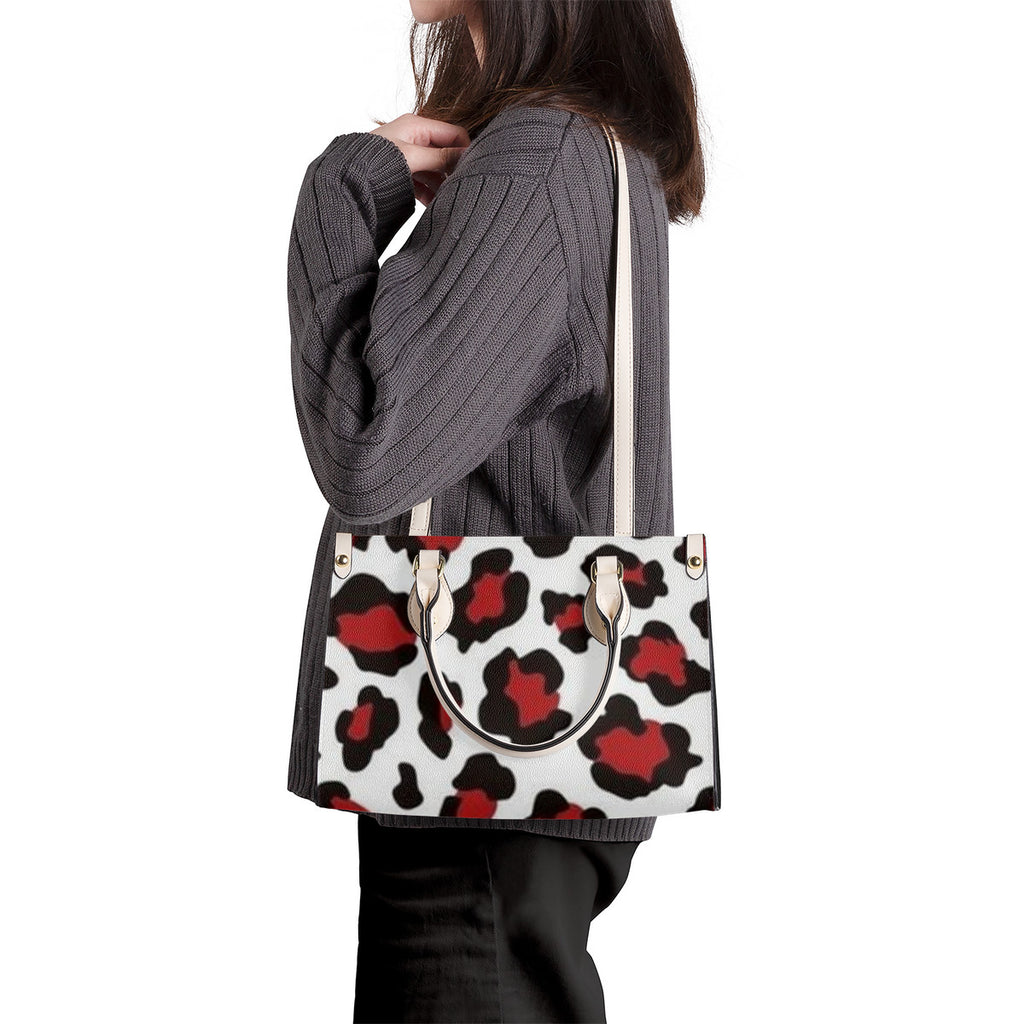 NDO Designs Red Leopard Luxury Women Tote Bag - White