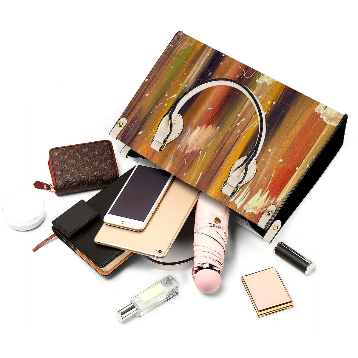 NDO Painting Inspired Luxury Women PU Tote Bag - White